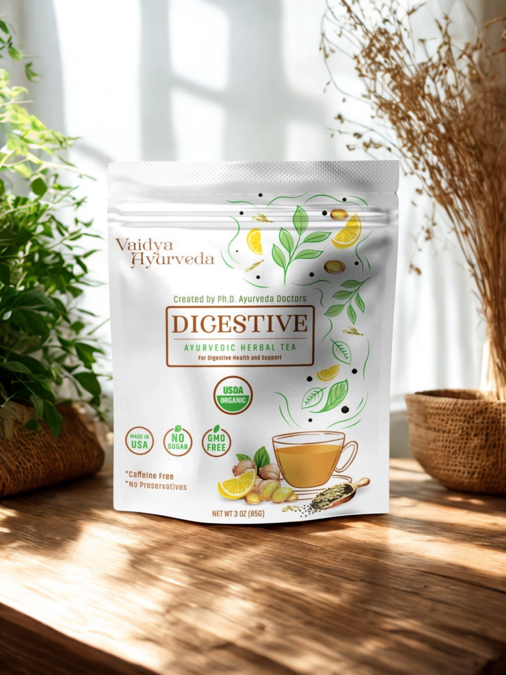 Digestive Ayurvedic Herbal Tea – Gut Support | Caffeine-Free